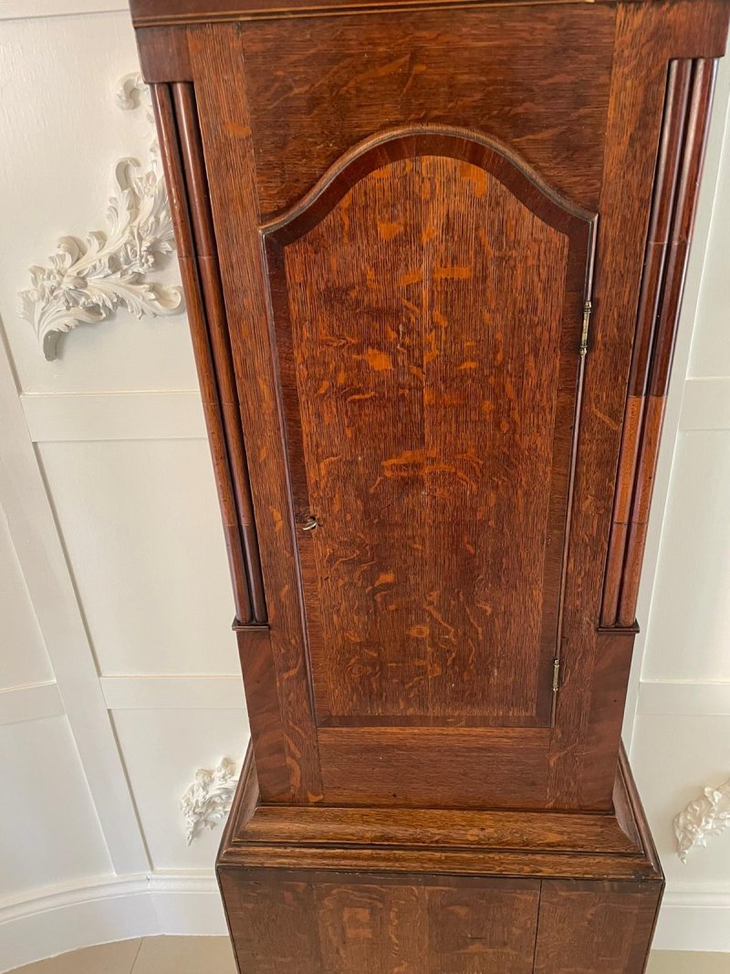 Antique Oak and Mahogany Grandfather Clock by W Prior, Skipton - Image 5